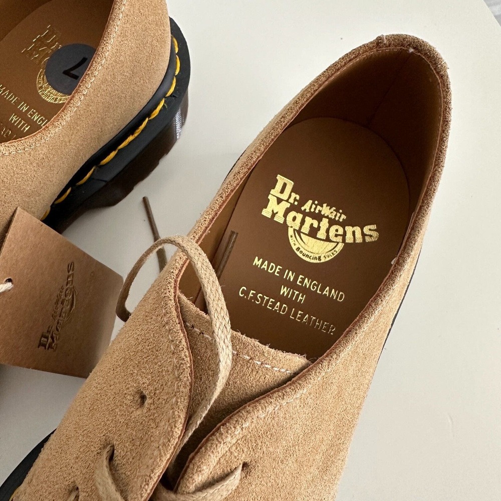 NEW Dr Martens Oxford Mens UK Doc Suede Leather Beige 1461 C.F. Steads England - Picture 7 of 13